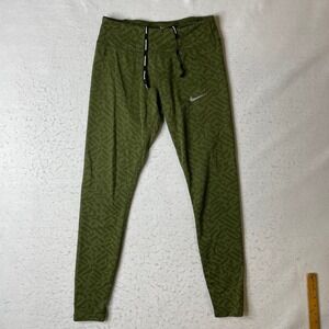 Nike Dri-FIT Running Tights/Pants Small Olive Green Geometric Print 831671-331